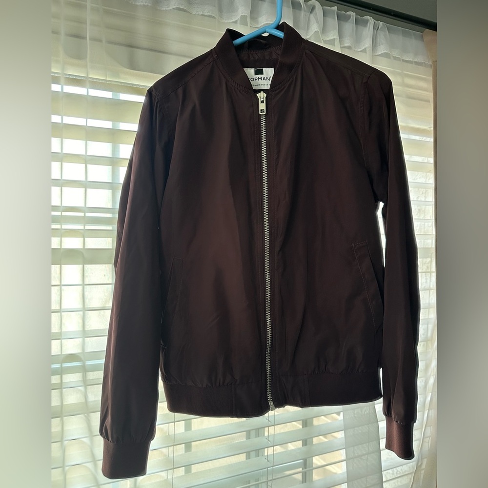 TOPMAN BURGUNDY MEN’S BOMBER JACKET